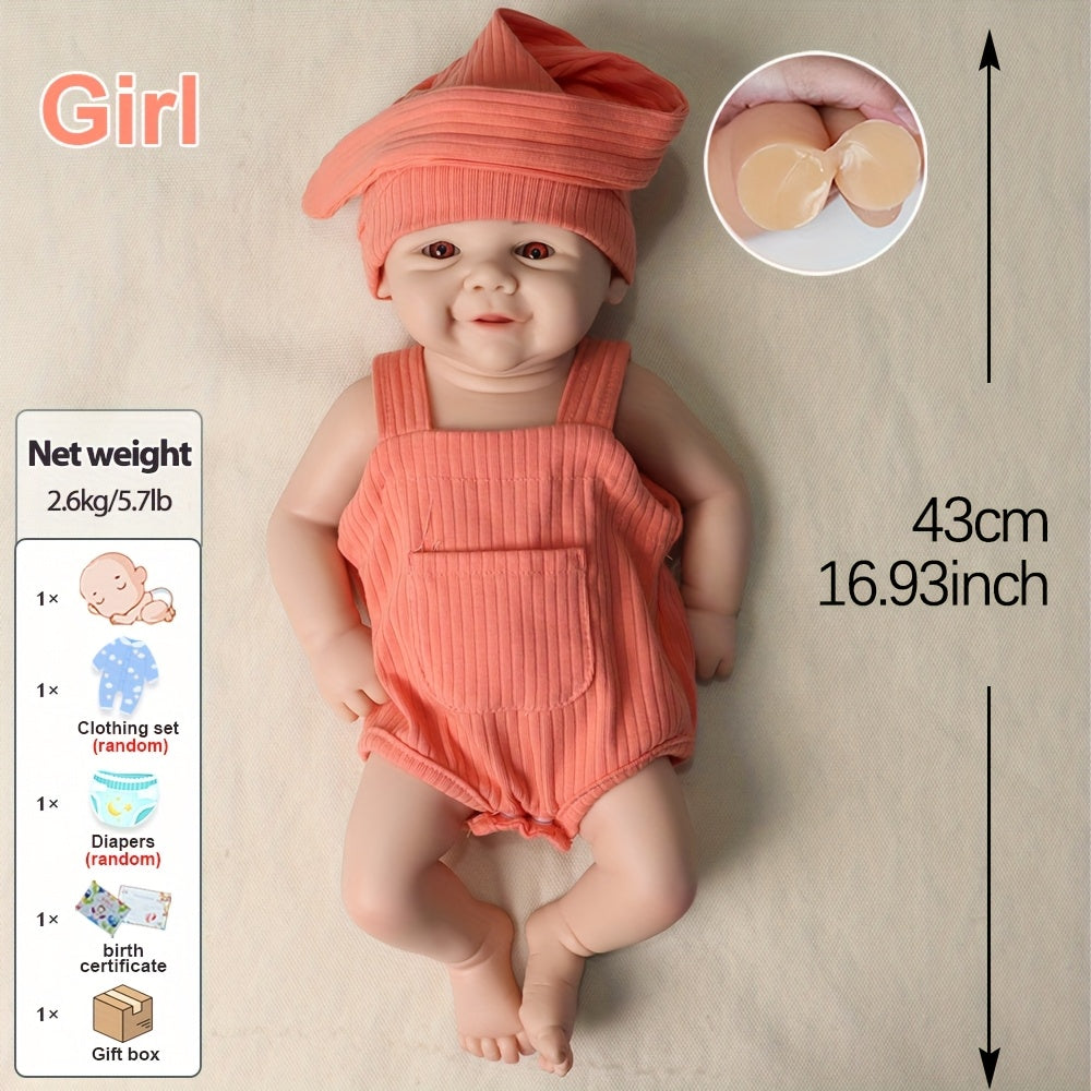 Realistic Silicone Reborn Baby Doll Lifelike Newborn Girl in Pink Outfit