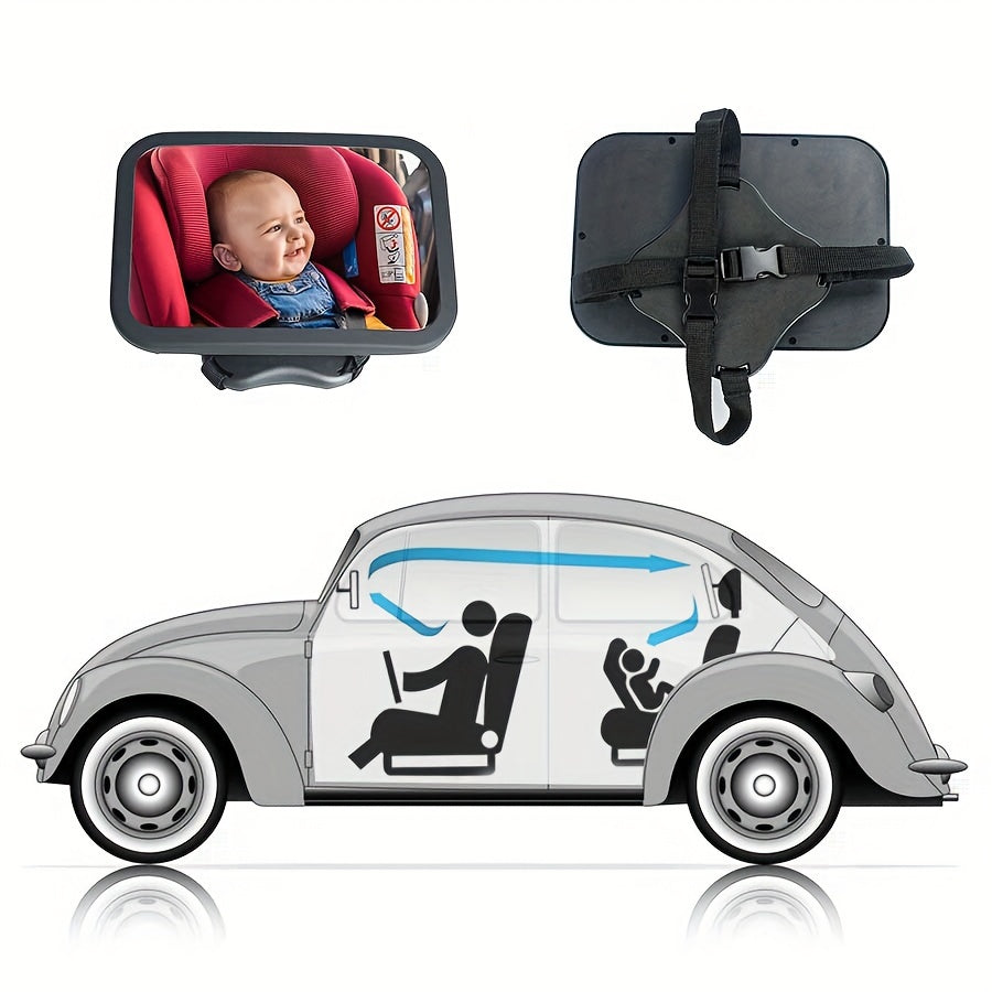 360 Rotating Safety Mirror for Children's Car Seats - Rectangular Convex L