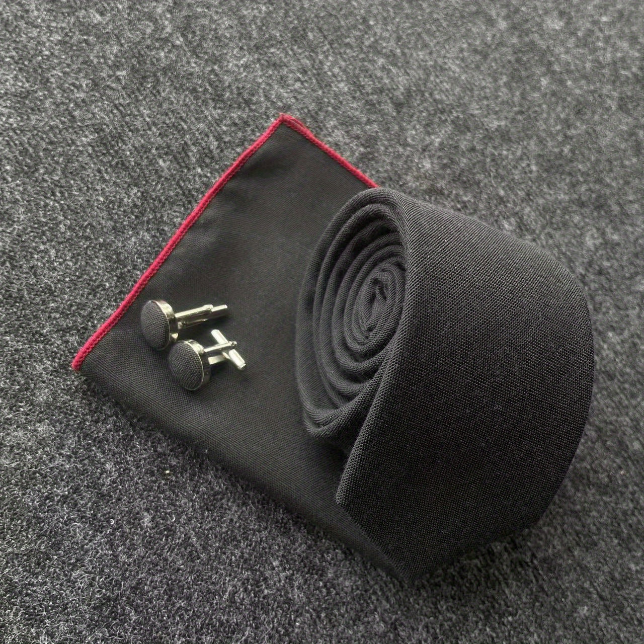 Men's Cotton Bowtie Or Necktie Pocket Square Cufflink Set