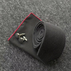 Men's Cotton Bowtie Or Necktie Pocket Square Cufflink Set
