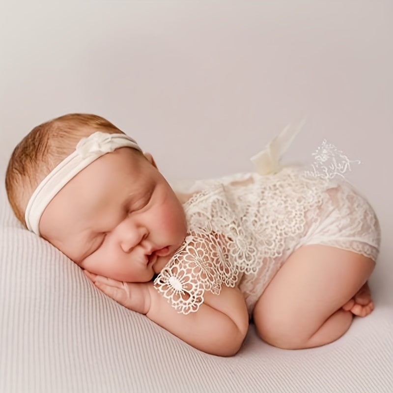 Newborn Lace Hollow Photography Clothing 0-3 Months Baby Photo Outfit Set