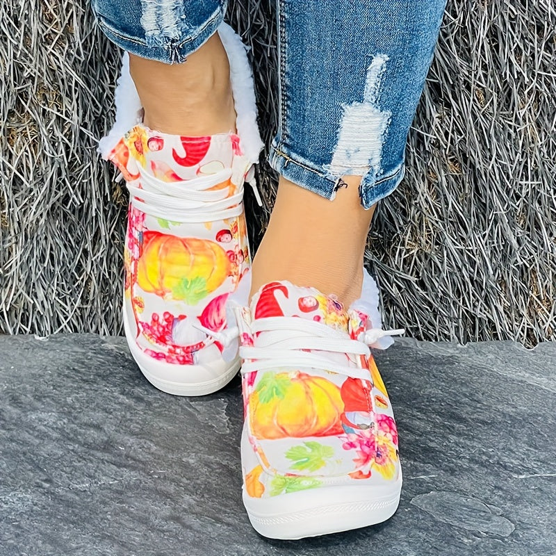 Women's Christmas Santa & Pumpkin Pattern Sneakers
