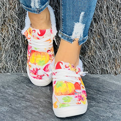 Women's Christmas Santa & Pumpkin Pattern Sneakers