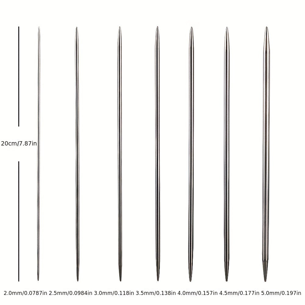 35pcs 7 Packs Double Pointed Knitting Needles Set Stainless Steel
