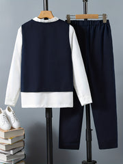 Boy's Gentleman 3pcs Shirt & Vest & Pants Set for Party Events