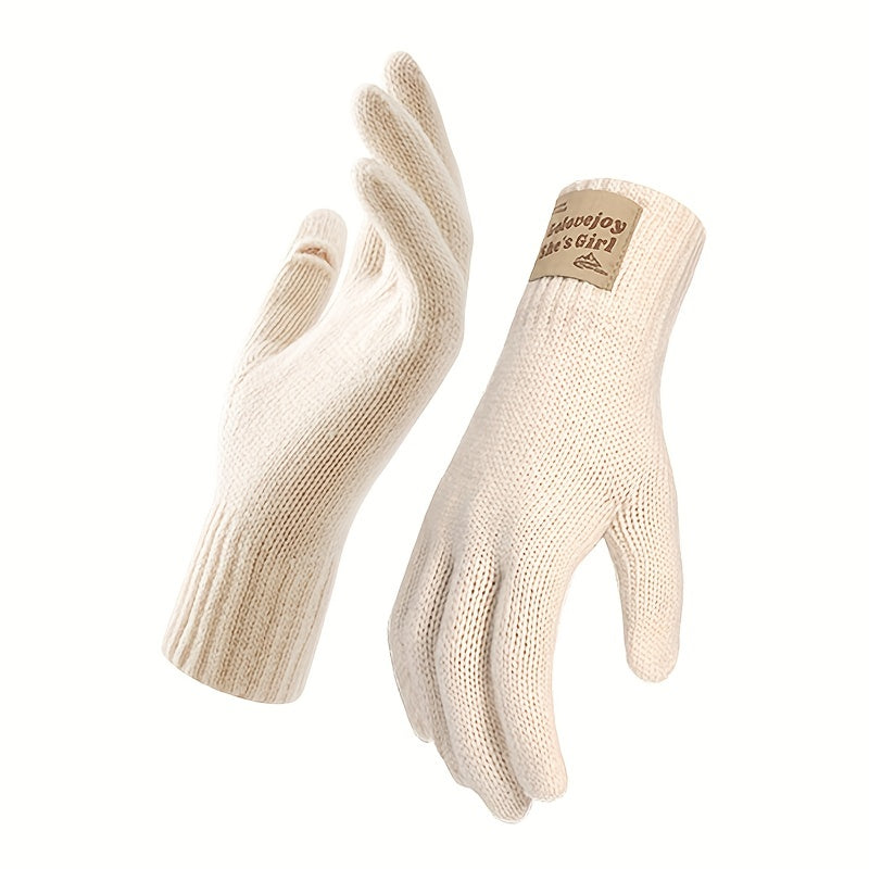 Warm Wool Knitted Gloves Winter Windproof Outdoor Cycling Touch Screen Gloves