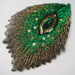 10pcs Peacock Feather Sequins Embroidered Cloth Patches For Clothing Repair