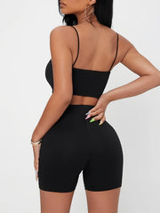 Solid Cami Top & Biker Shorts Set for Women