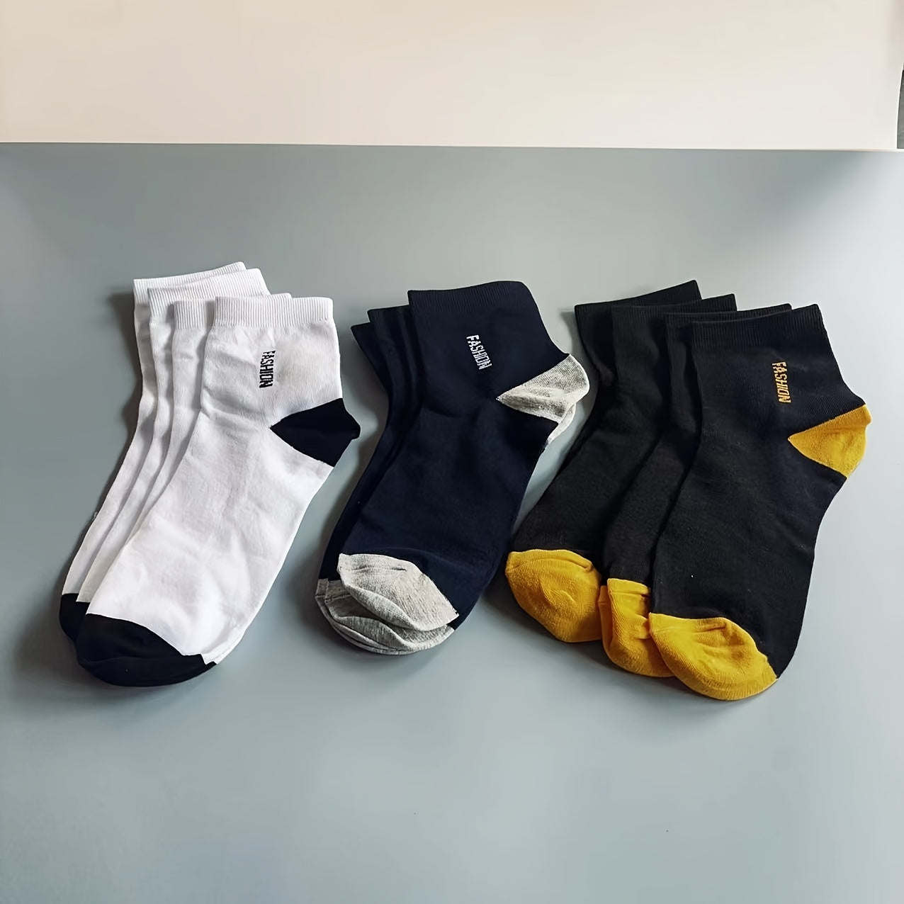 Men's Block Crew Socks Breathable Cotton Blend Comfy Casual Unisex Socks