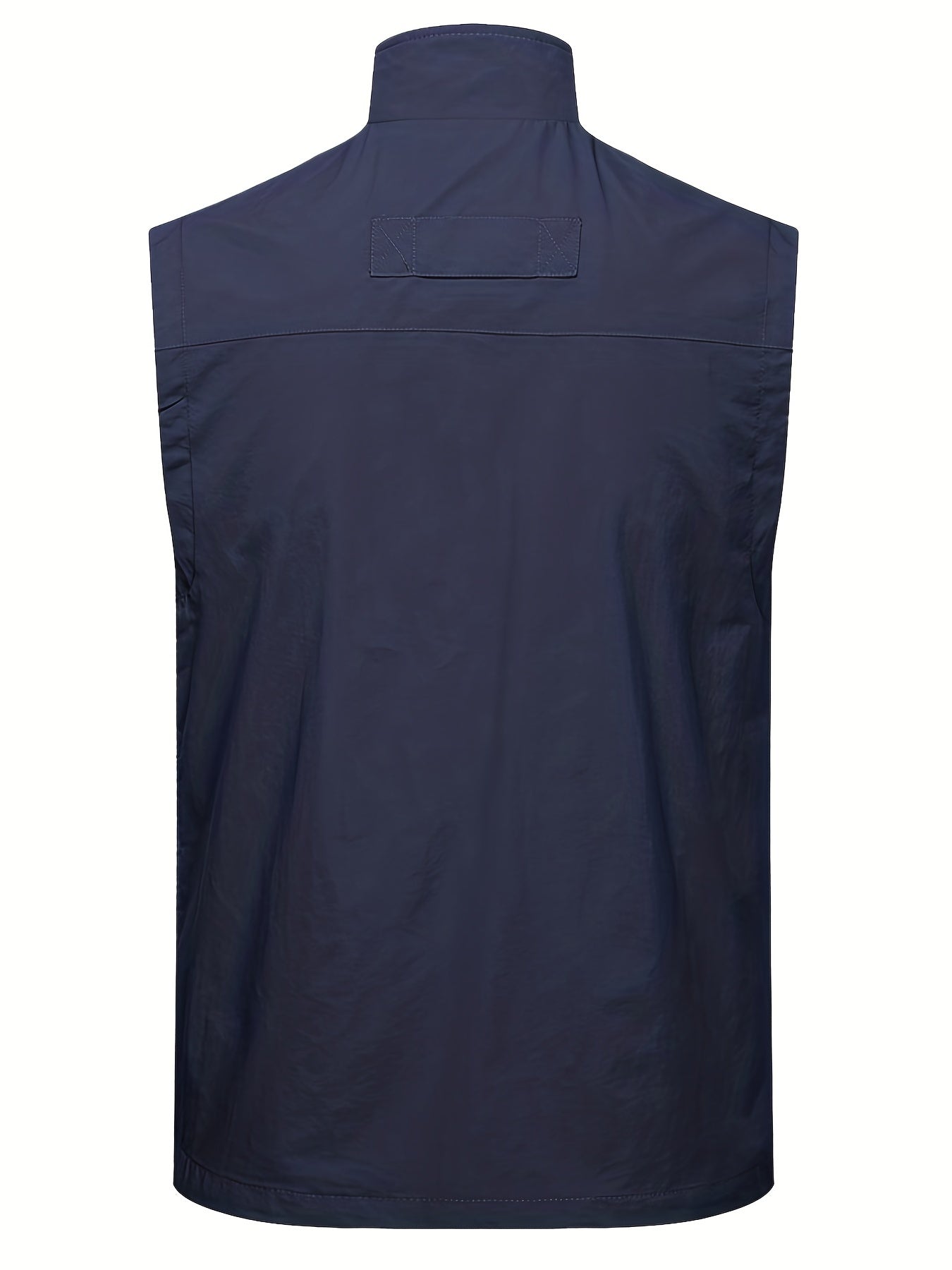 Men's Zipper Pockets Cargo Vest, Stand Collar Zip Up Vest
