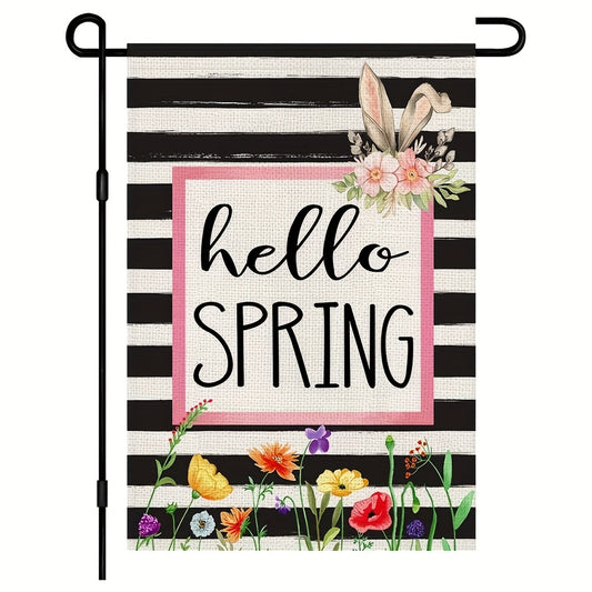 Spring Flower Garden Flag Double Sided Burlap 30x45cm Bunny Sign Yard Decor