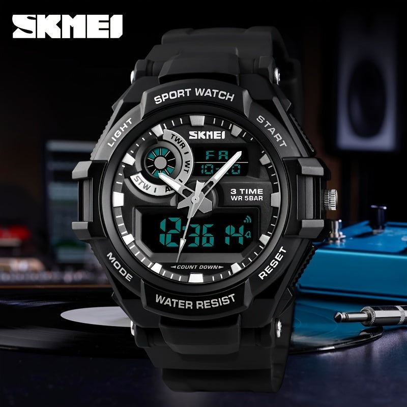 Round Digital Watch With Silicone Band Waterproof Sporty Style