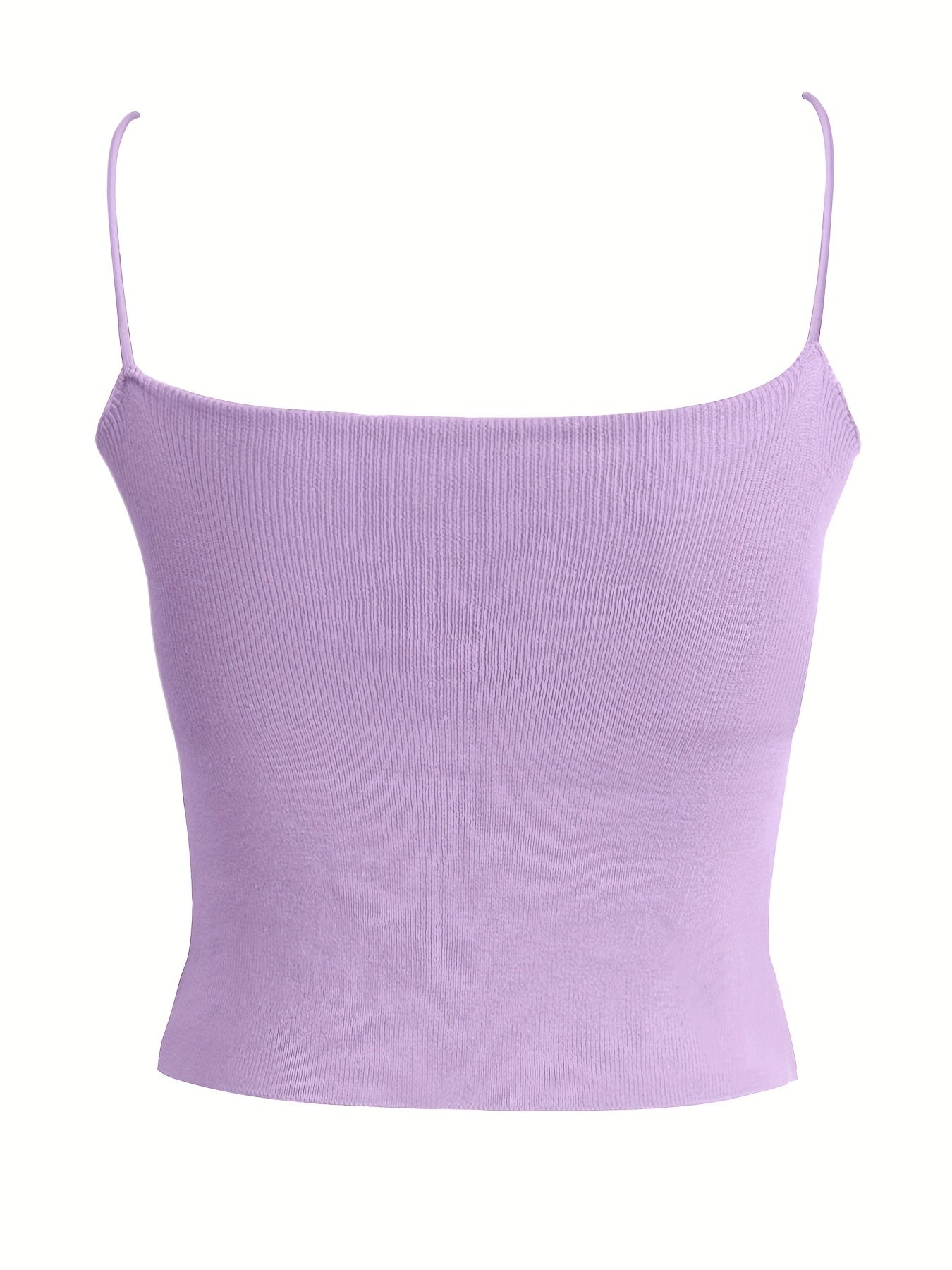 Solid Knitted Cami Top Round Neck Sleeveless Cami Top