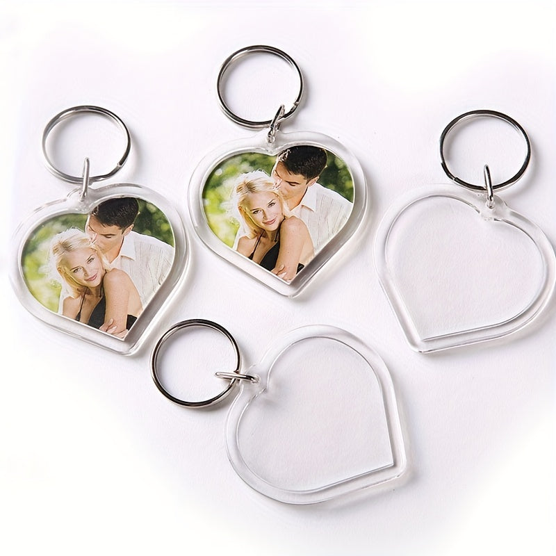 10pcs Heart Acrylic Blank DIY Photo Key Chains - Heart Shape Bag Accessories