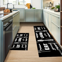 Fork And Spoon Print Floor Mat Non slip Durable Bath Foot Pod Stain resistant