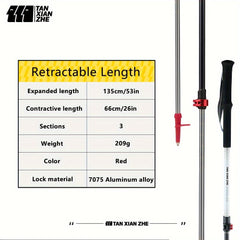 TANXIANZHE Trekking Pole Ultra light Retractable Cane for Outdoor Hiking