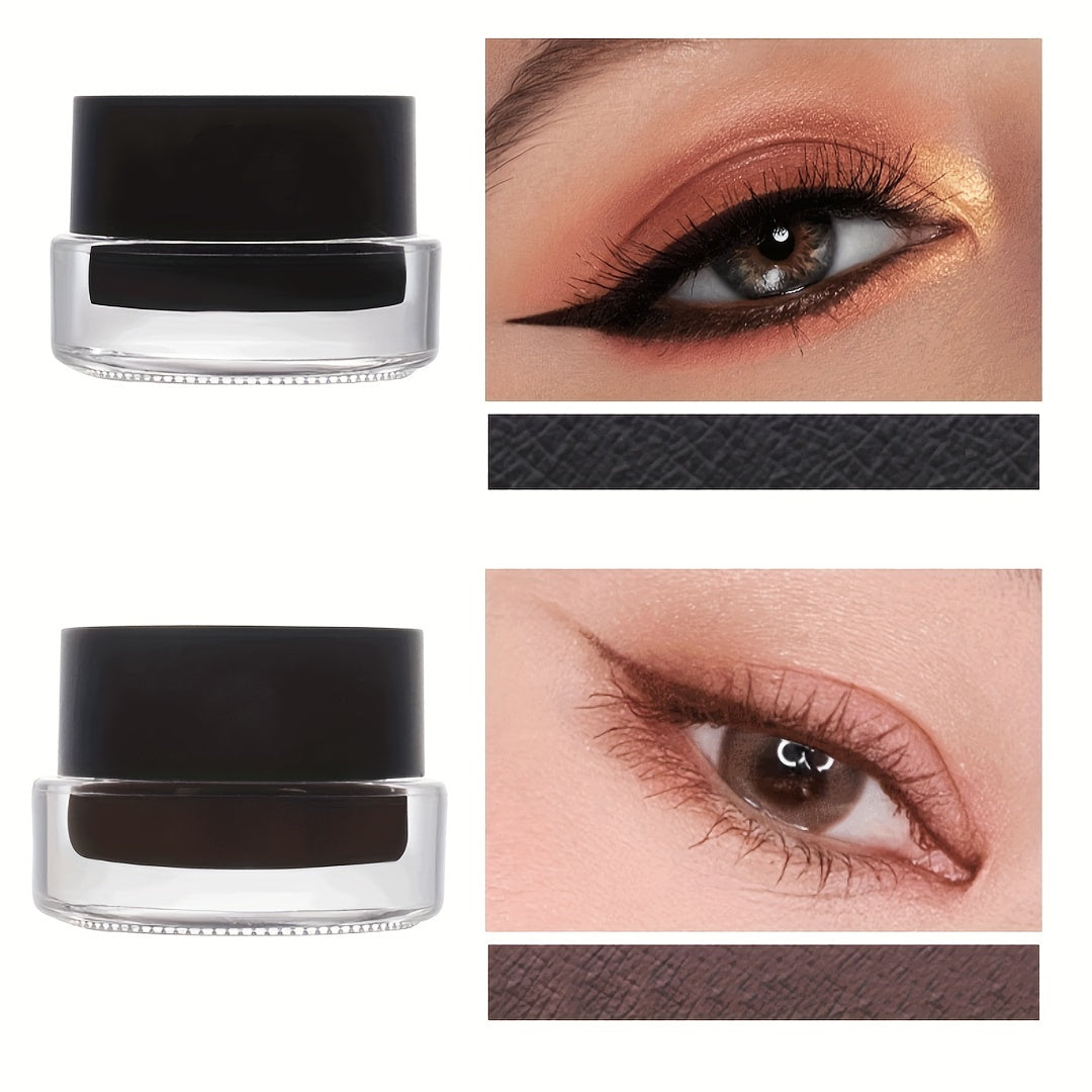 Brown Eyeliner Cream Set with Brush - Waterproof, Long Lasting, Smooth