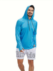 Men's UPF 50 Sun Protection Hoodie Long Sleeve for Outdoor Fishing