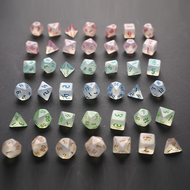 7pcs Iridescent Glitter Polyhedral Dice Set - Christmas Thanksgiving Gift