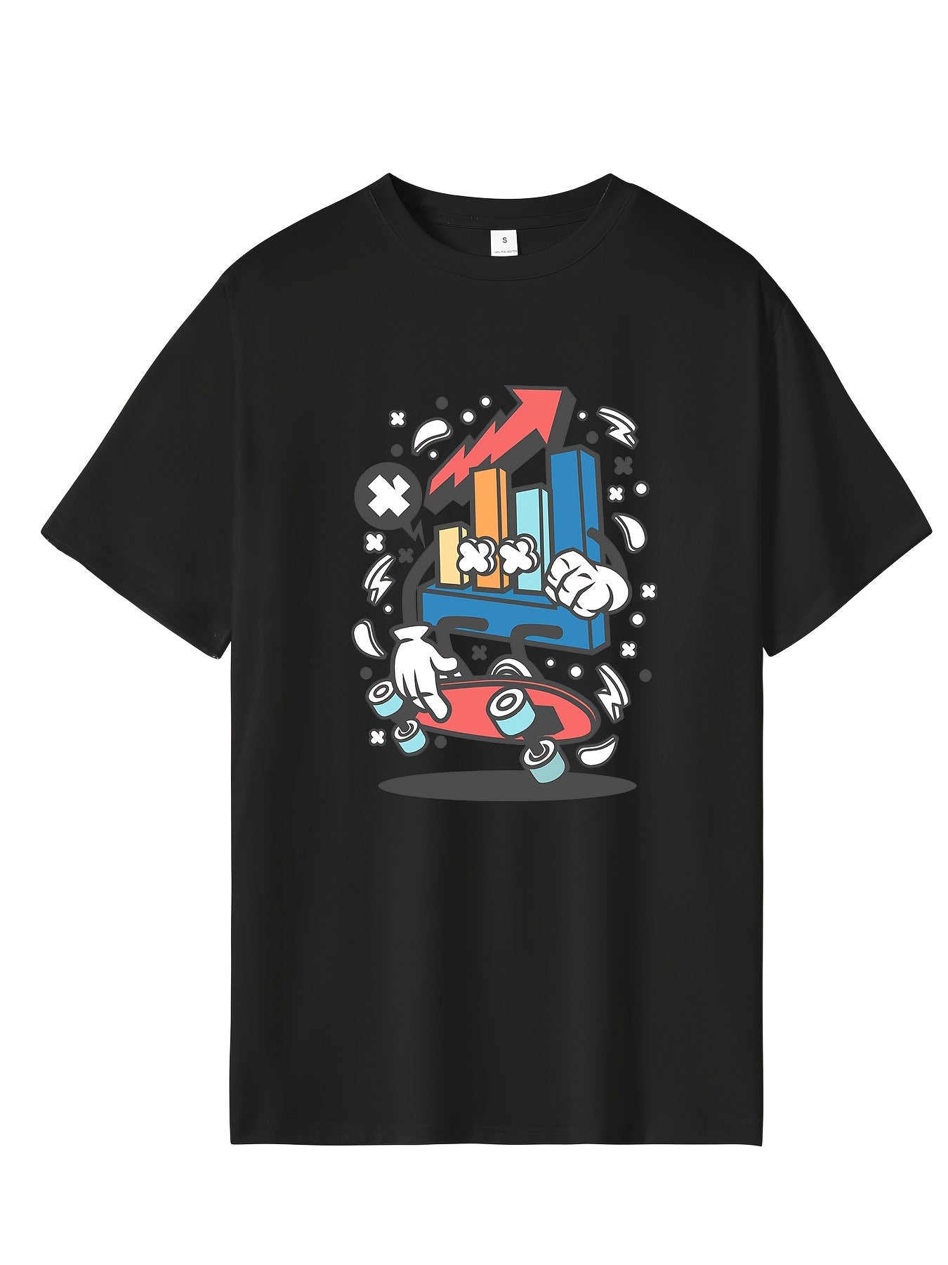 Men's Hip Pop Cartoon Print Tee - Moisture Wicking T-shirt