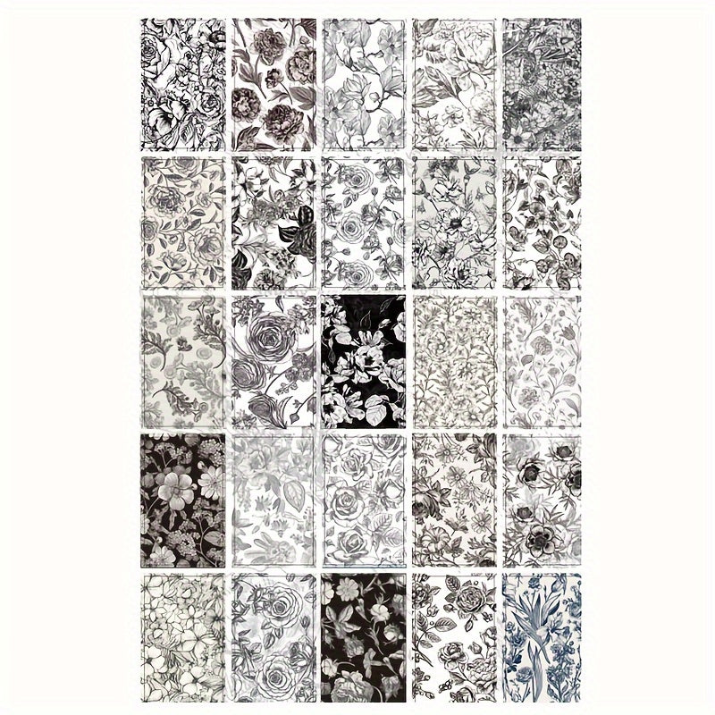 50 Sheets Retro Plant Floral Gift Wrapping Paper Notebook Base Paper