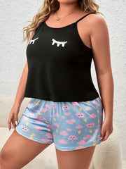 Eyelash Print Cami & Shorts Pajama Set