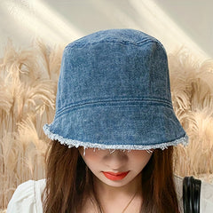Vintage Solid Denim Bucket Hat