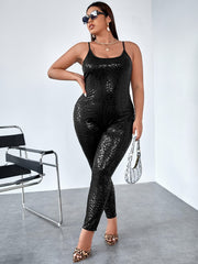 Leopard Cami Jumpsuit Women's Scoop Neck Stretch Skinny