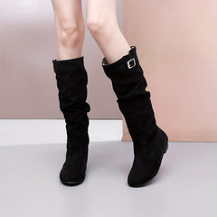 Women's Slouch Knee High Boots Buckle Decor Long Boots