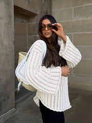 Sexy Sweater Women's Plus Stripe Hollow Out Long Sleeve V Neck