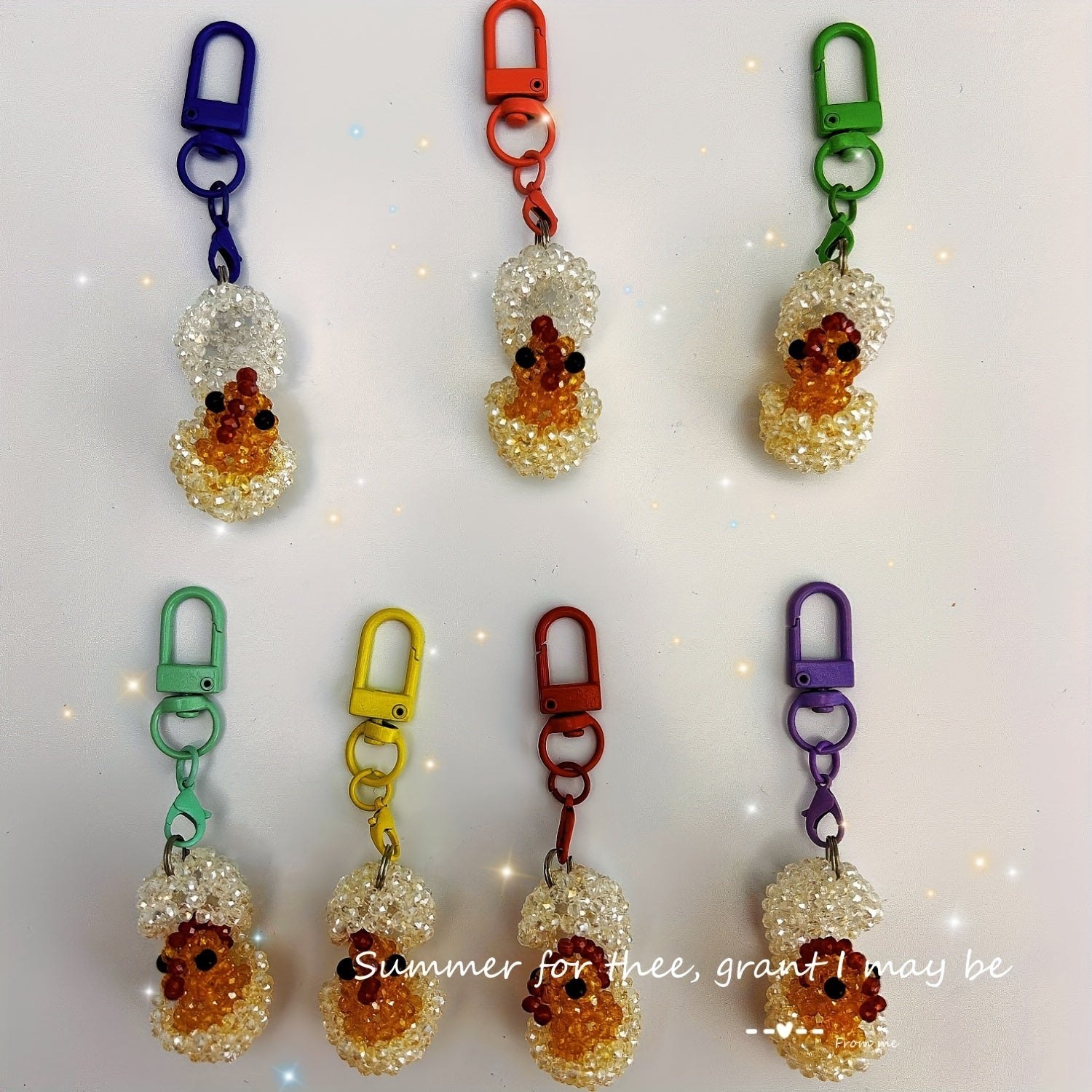 Crystal Keychain Egg Shell Hand Woven Pendant Cartoon Key Rings