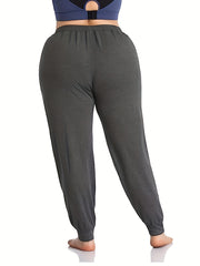 Sports Pants Women's Plus Solid Tie Elastic Waist Yoga Joggers