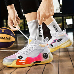 Men's Breathable Non Slip Basketball Shoes Lace Up Sneakers