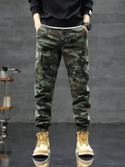 Men's Camo Cargo Pants w/ Pockets for Spring & Fall