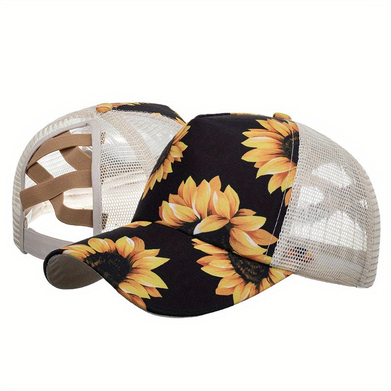 Distressed Washed Cotton Trucker Cap with Glitter Brim