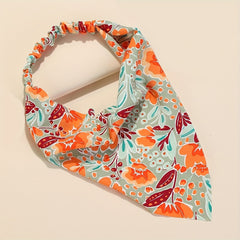 Vintage Flower Headband Triangle Scarf Elastic Turban Bandana Women Head Wrap