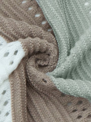 Colorblock Striped Open Front Cardigan
