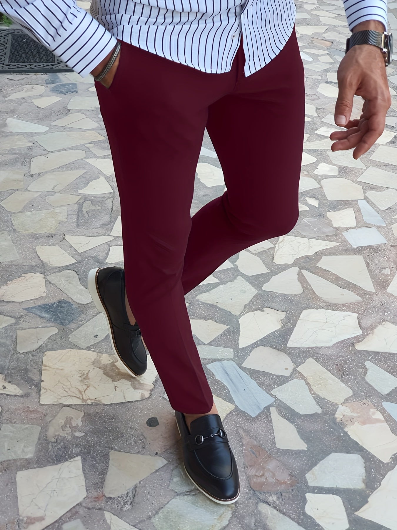 Men's Slim Fit Vintage Style Stretch Dress Pants