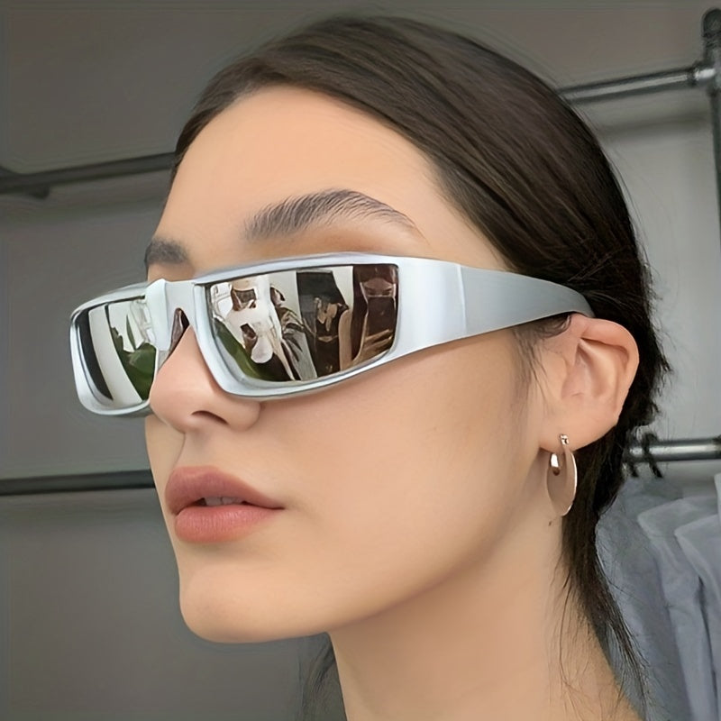 Y2K Wrap Sunglasses Cyberpunk Mirror UV400