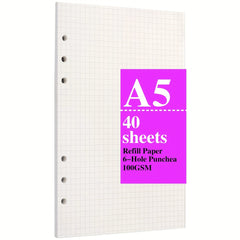 A5 Filler Paper 80 Sheets 6 Ring Loose Leaf Paper 6 Hole Punched 100 Gsm