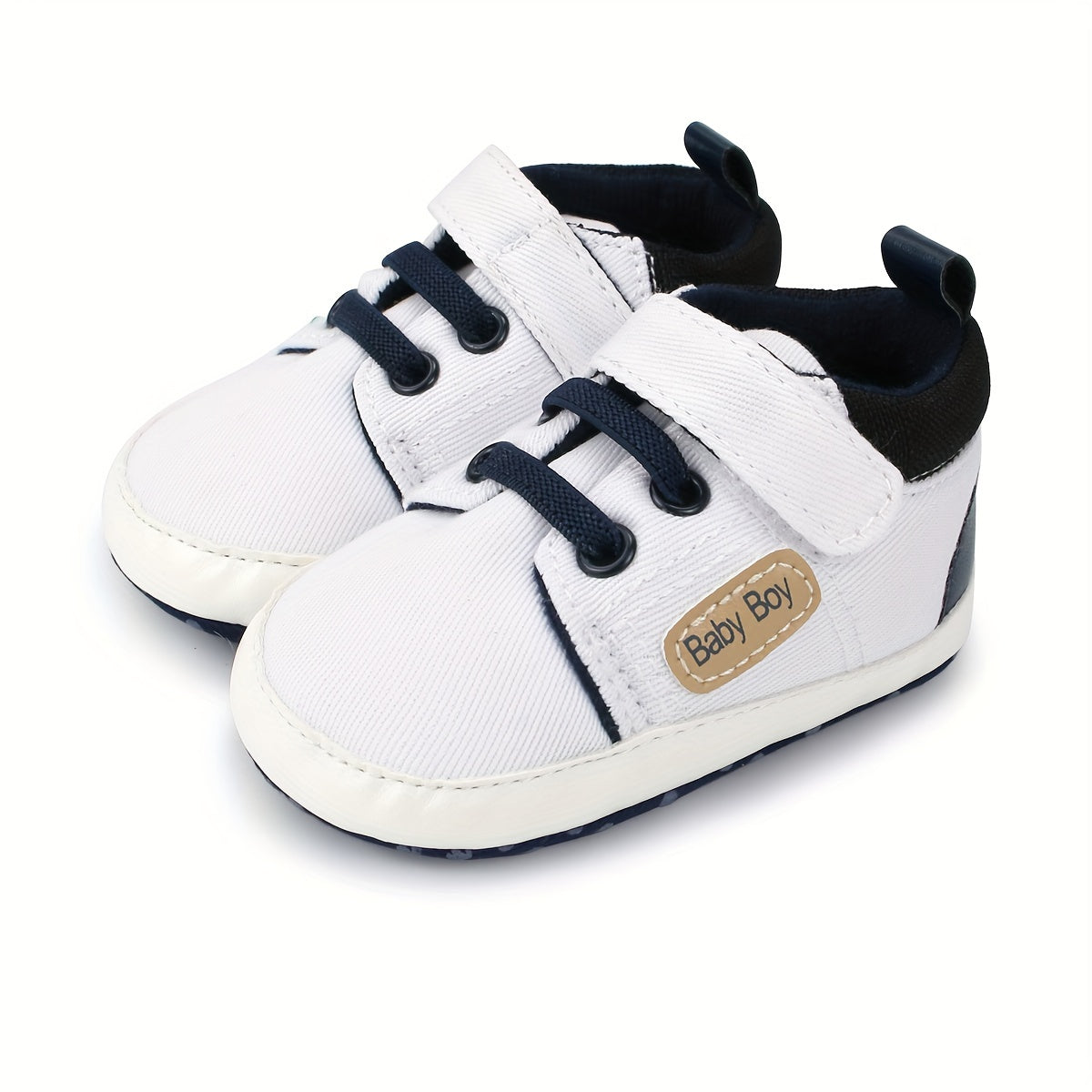 Baby Boys Hook and Loop Fastener Sneakers Lightweight Non Slip Shoes