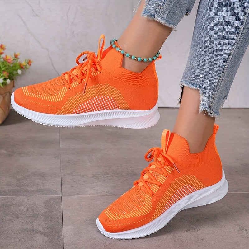 Women's Breathable Woven Sneakers Casual Lace Up Outdoor Shoes