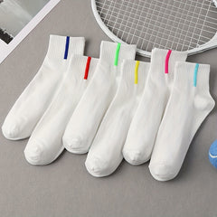 6 Pairs Striped Crew Socks Comfy & Breathable Women's Stockings