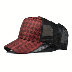 Houndstooth Baseball Cap Mesh Trucker Hat