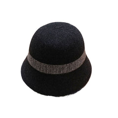 Women's Wool Bucket Hat Winter Thermal Cap Warm Cloche Hat