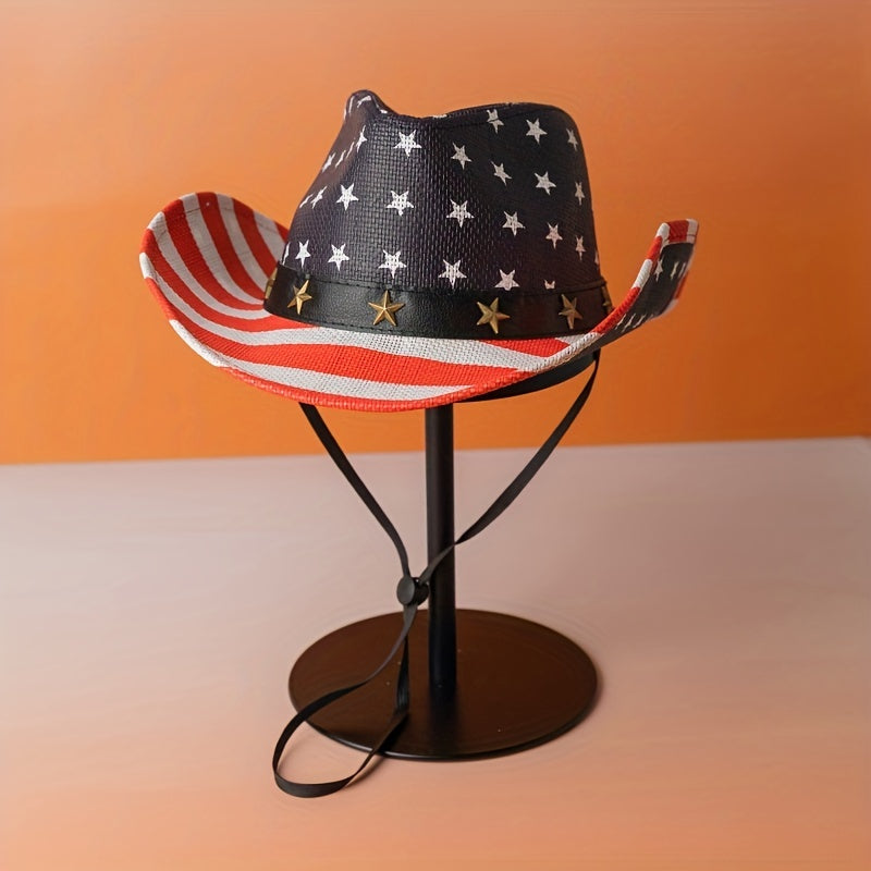 American Flag Sailor Vintage Cowboy Hat Summer Sunshade Outdoor Western