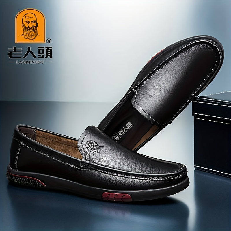 LAORENTOU Men's Leather Loafer Shoes Lightweight Wear resistant Driving Shoes