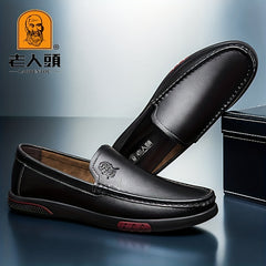 LAORENTOU Men's Leather Loafer Shoes Lightweight Wear resistant Driving Shoes