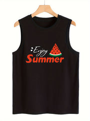 Watermelon & Letter Pattern Sports Vest Sleeveless Top