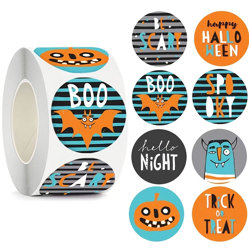 500pcs Halloween Cartoon Stickers Roll Packaging